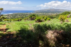 Osterinsel - Vulkan Rano Kau - im Tal ist das Dorf Hanga Roa erkennbar