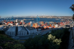 Blick über den Hafen in Valparaiso.